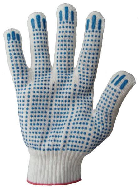 Перчатки х/б белые точка 10/4 нит. с ПВХ (Точка) (20)