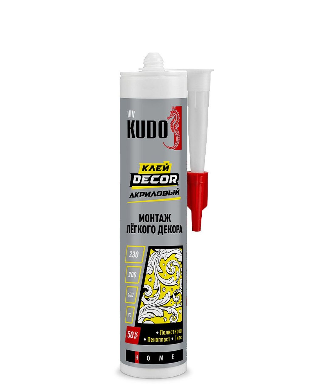 KBK-311 Клей KUDO HOME Decor для монтажа легкого декора, на акриловой основе, белый, 280 мл