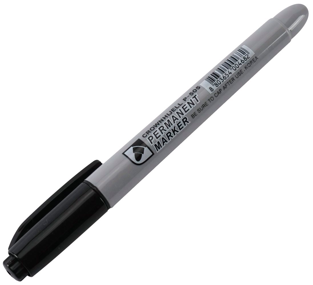 Маркер перманентный Crown "Muiti Marker Slim" чёрный пулевидный, 2 мм P-505