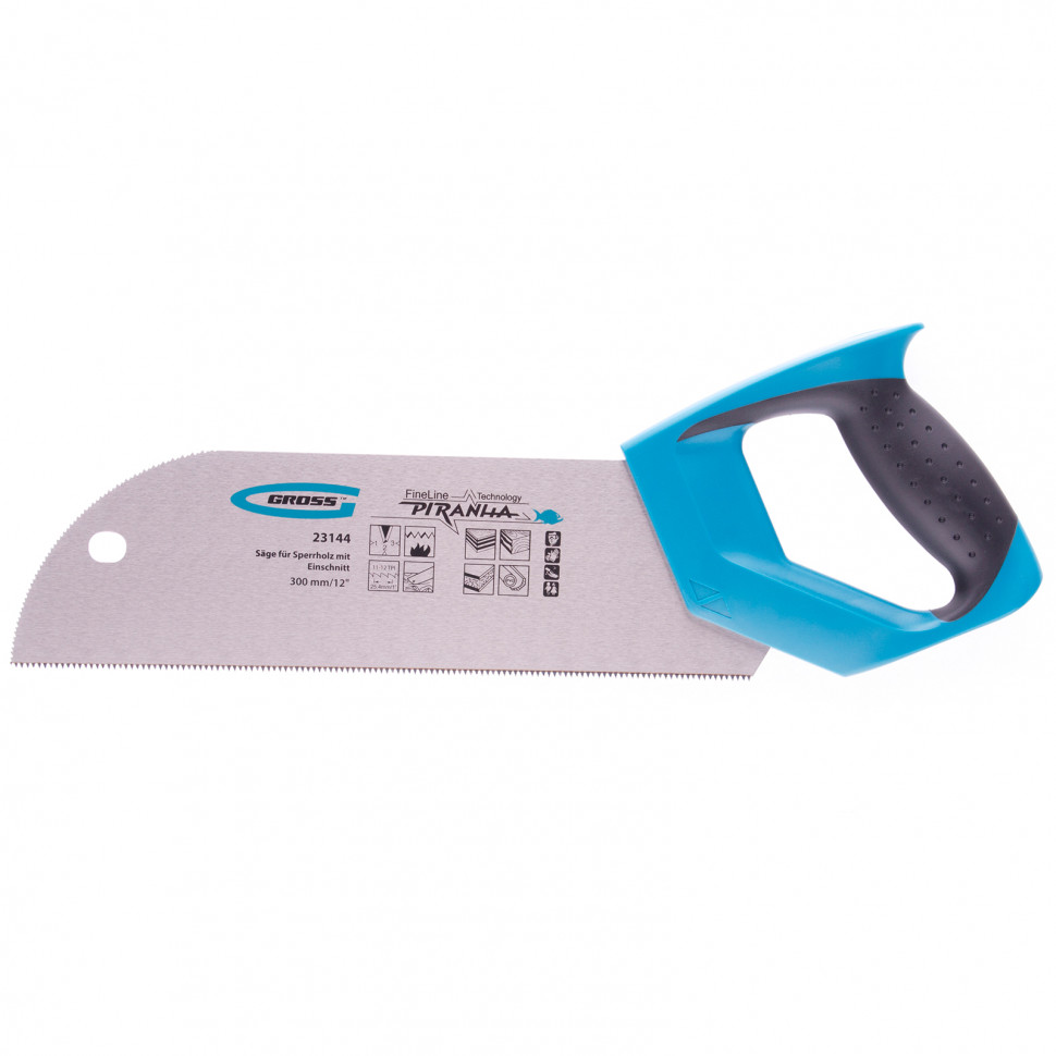 Пила д/фанеры с запилом, 300мм/12,11-12 TPI,зуб 3D, каленный 2хкомп.рукоятка PIRANHA Gross,23144