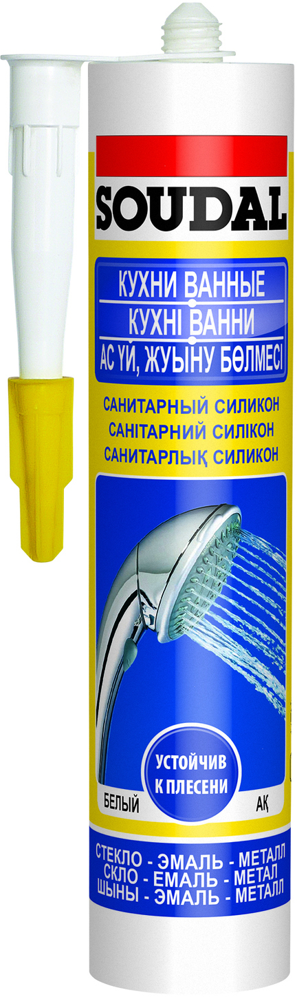 Герметик SOUDAL санитарный белый 15х280 мл 105896