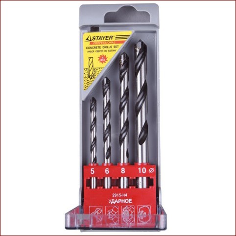 Набор: Сверла по бетон, ударные 5,6,8,10мм, 4шт STAYER "PROFESSIONAL" 2915-H4