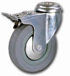 SChgb 55 Поворотная аппаратная колесная опора с торм. серая под болт на подшипн. 125 мм 100 кг 