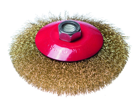 Щетка-крацовка для УШМ "тарелка" 100мм присоед гайка М14 РемоКолор 45-2-003