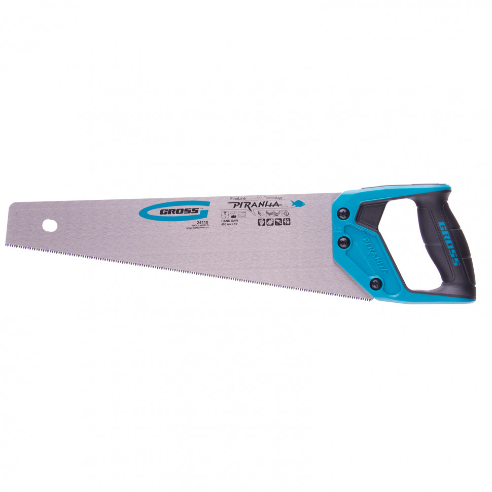 Ножовка по дереву PIRANHA 400мм,11-12 TPI, зуб-3D, каленый зуб, 2-х комп. рук-ка GROSS 24110