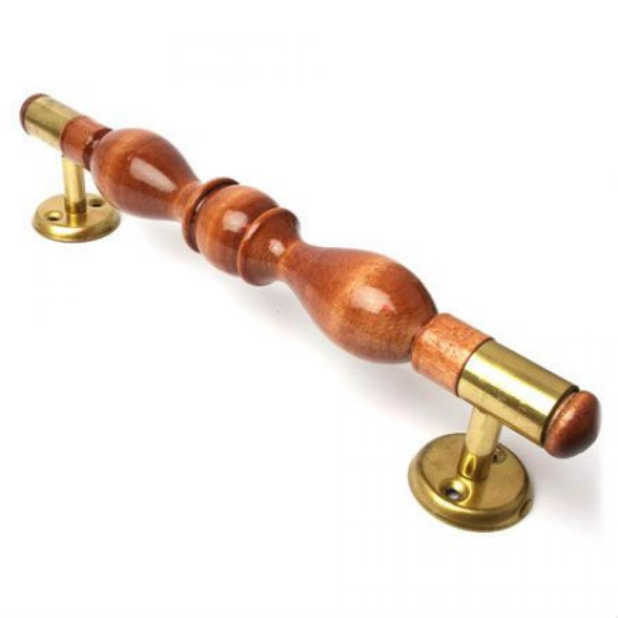 ВВД Ручка-скоба РС 280 ТФ деревянная, лак темная (береза/латунь) 1-0659  (2)