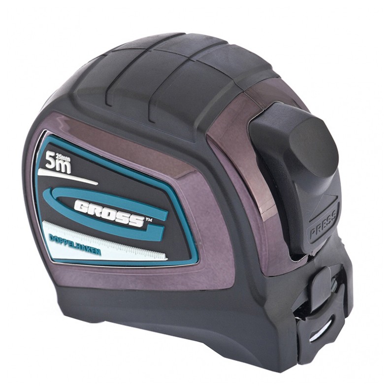 Рулетка Doppeihaken  5 м х25мм двусторон. зацеп, нейлон, двуст шкала, автоматич GROSS 31124