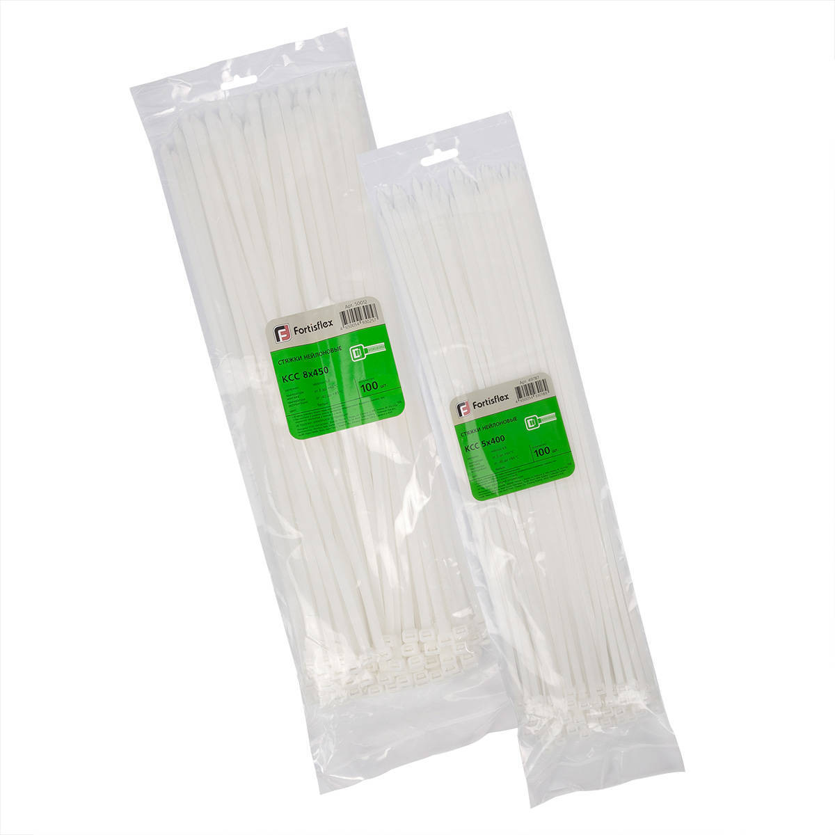 Стяжки нейлоновые "Fortisflex" бел. (упак100 шт) 8х450 