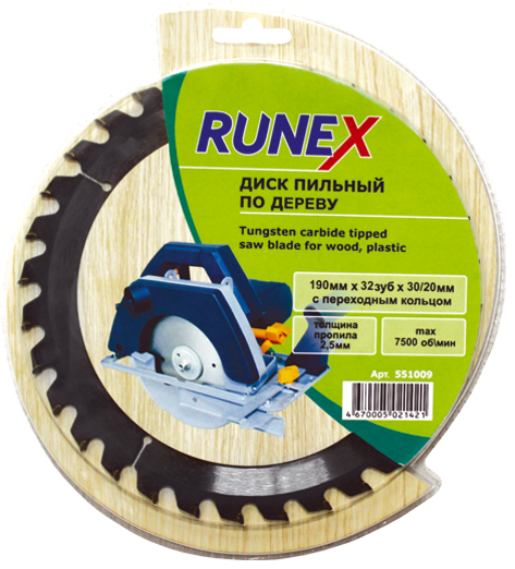 Диск пильный по дереву Runex 200мм*24 зуб*32/30 мм 551011
