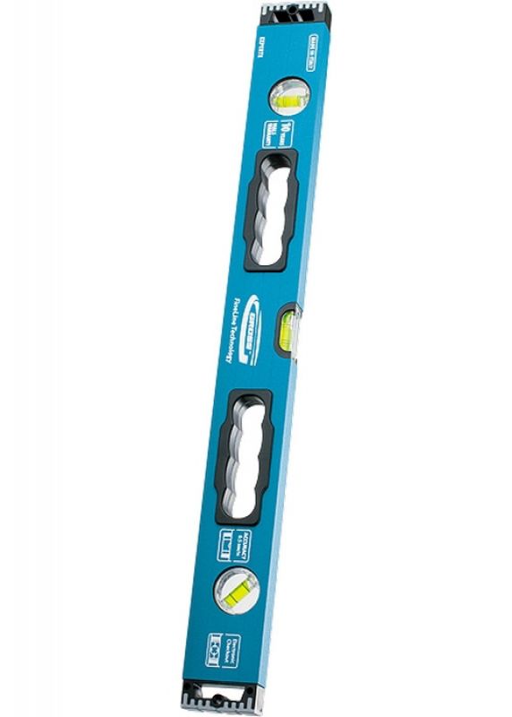 Уровень алюминиевый 800мм, усилен. с ударопрочн. заглушками, рукоятки, 3 глазка GROSS 34328