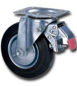SСb 93 Поворотная колесная пром. опора чёрн. на подш. с тормозом 75мм 50 кг 