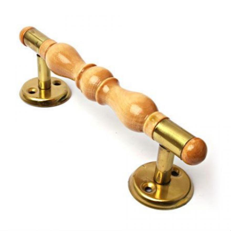 ВВД Ручка-скоба РС 280 ТФ деревянная, лак светлая (береза/латунь) 1-0658  (2)