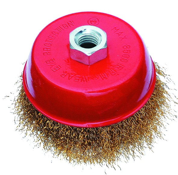 Щетка-крацовка для УШМ "чашка" 100мм присоед гайка М14 РемоКолор 45-1-005
