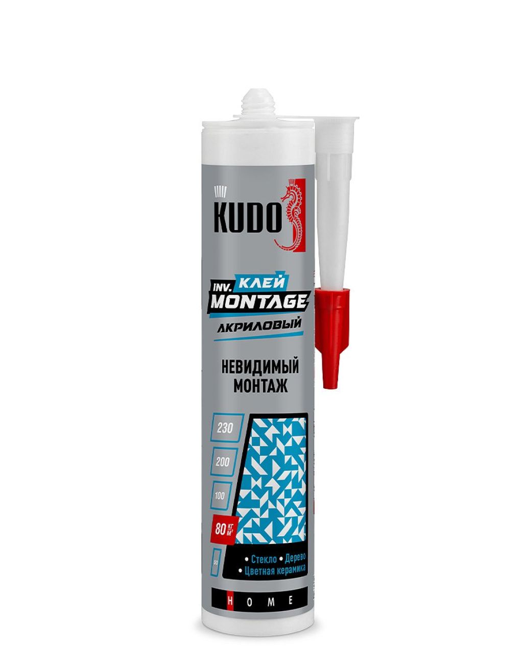 KBK-320 Клей KUDO HOME inv. Мontage для невидимого монтажа, на акриловой основе, прозрачный, 280 мл