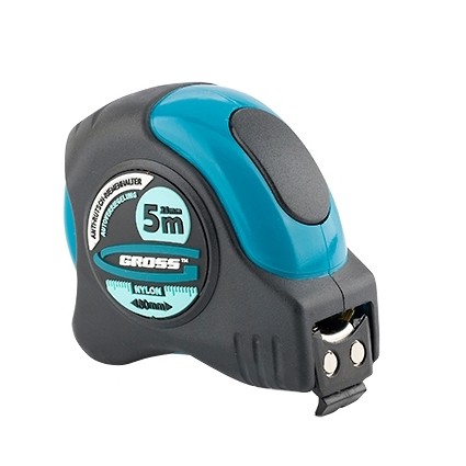 Рулетка Schlagfest 5м х25мм магнитный обрез зацеп, двухст. шкала,нейлон покр. автом. GROSS 31113