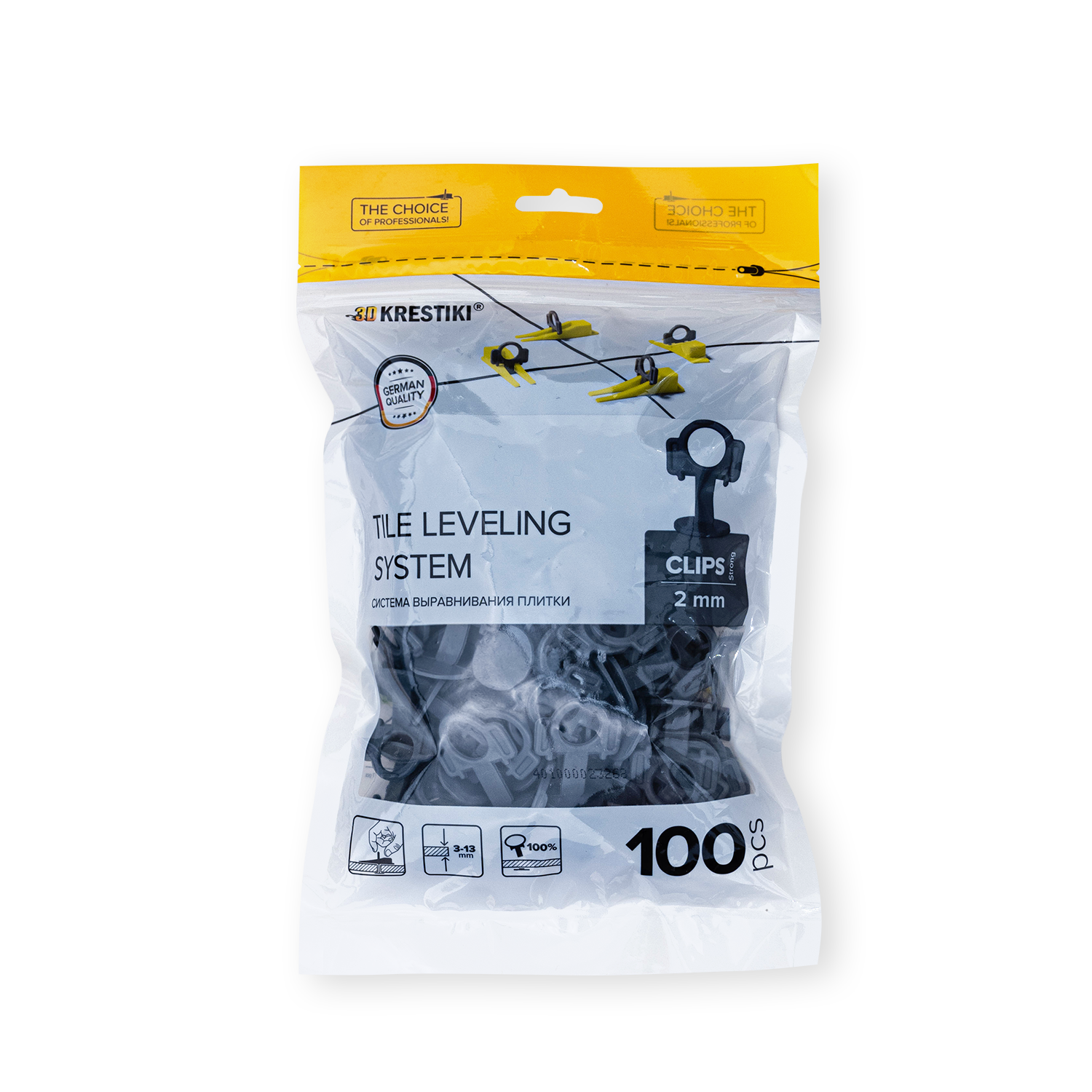 Зажим 3D+ СВП Strong 2 mm серый (100 шт)