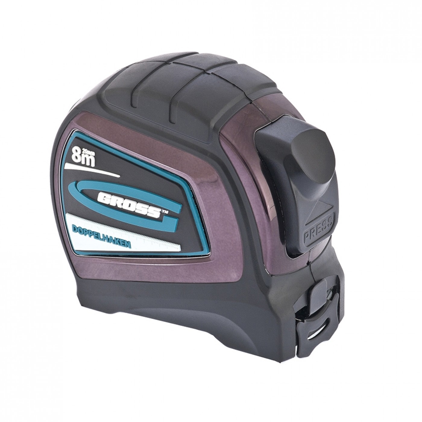 Рулетка Doppeihaken  8мх25мм двусторон. зацеп, нейлон, двуст шкала, автоматич GROSS 31125