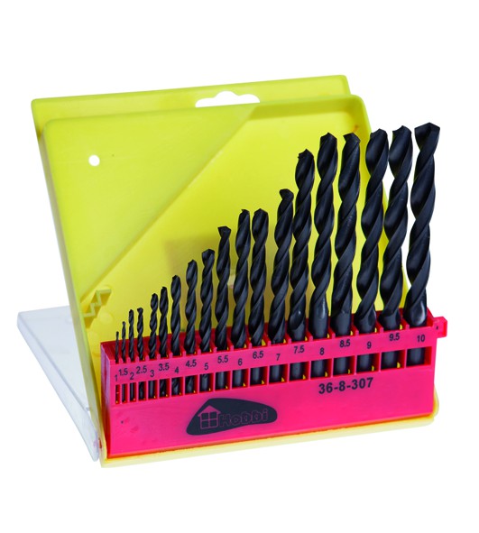 Набор свёрел по металлу пластмассовый короб (19 предметов) Hobbi 36-8-307