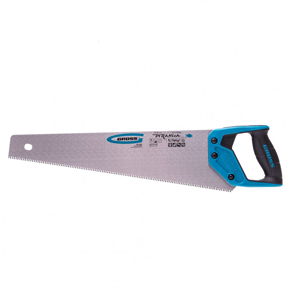 Ножовка по дереву PIRANHA , 450мм, 7-8 TPI, каленый зуб-3D, 2х комп. рук-ка GROSS 24100