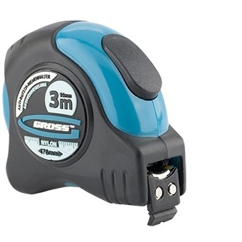 Рулетка Schlagfest 3м х19мм магнитный обрез зацеп, двухст. шкала,нейлон покр. автом. GROSS 31111