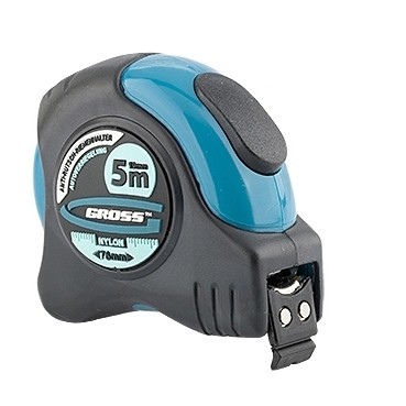 Рулетка Schlagfest 5м х19мм магнитный обрез зацеп, двухст. шкала,нейлон покр. автом. GROSS 31112