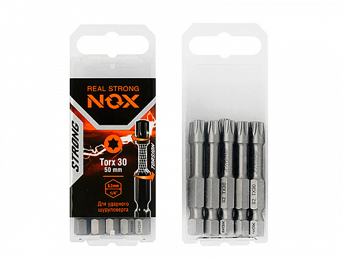 Бита TX-30-50 E 6,3 torsion 10 шт/уп в коробке "NOX STRONG" 339305